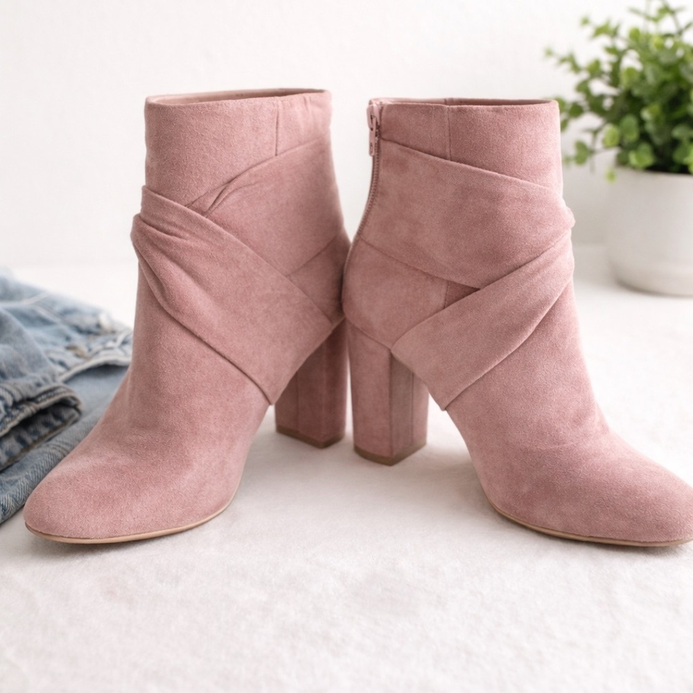 Report Blush Pink Suede Ankle Booties
